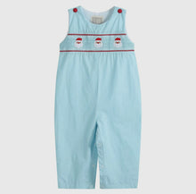 Load image into Gallery viewer, Light Blue Santa Smocked Overalls