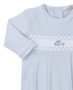Light Blue Hand Smocked Train Pima Cotton Gown