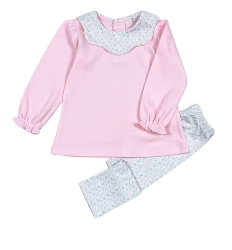 Girls Nicolle Scallop Top  Pima Pant Set