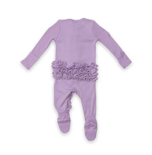 Load image into Gallery viewer, Lavender Ribbed Footie with Ruffles