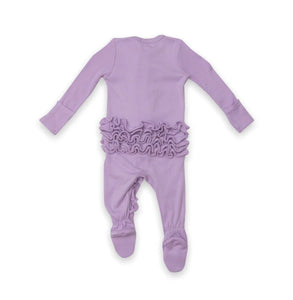 Lavender Ribbed Footie with Ruffles