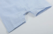 Load image into Gallery viewer, Blue SeerSucker Bunny Face Shortall