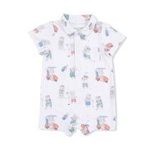 Load image into Gallery viewer, Angel Dear Golfing Teddy Bears-Polo Shortie Romper