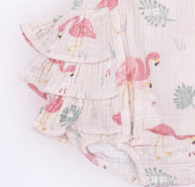Load image into Gallery viewer, Angel Dear Flamingos-Ruffle Sunsuit Bubble