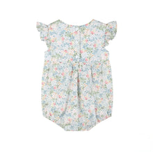 Load image into Gallery viewer, Pink Floral Smocked Flutter Romper