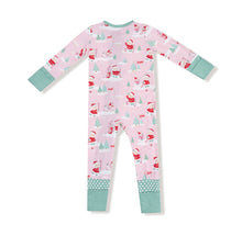 Load image into Gallery viewer, Golfing Ms. Claus &amp; Elves Pink 2-Way Zipper Romper