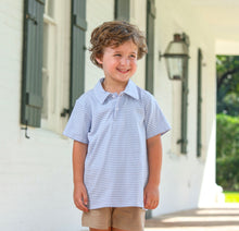 Load image into Gallery viewer, Henry Polo Cadet Light Blue Striped Polo
