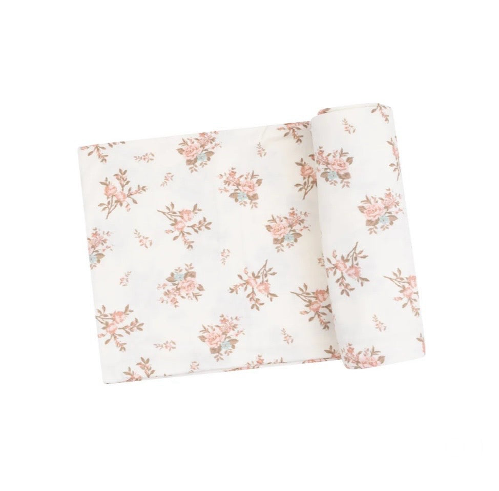 SWADDLE BLANKET - VINTAGE ROSEBUDS - 45X45