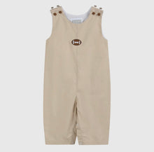 Load image into Gallery viewer, Light Brown Football Appliqué Overalls