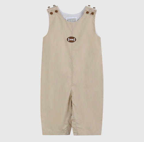 Light Brown Football Appliqué Overalls