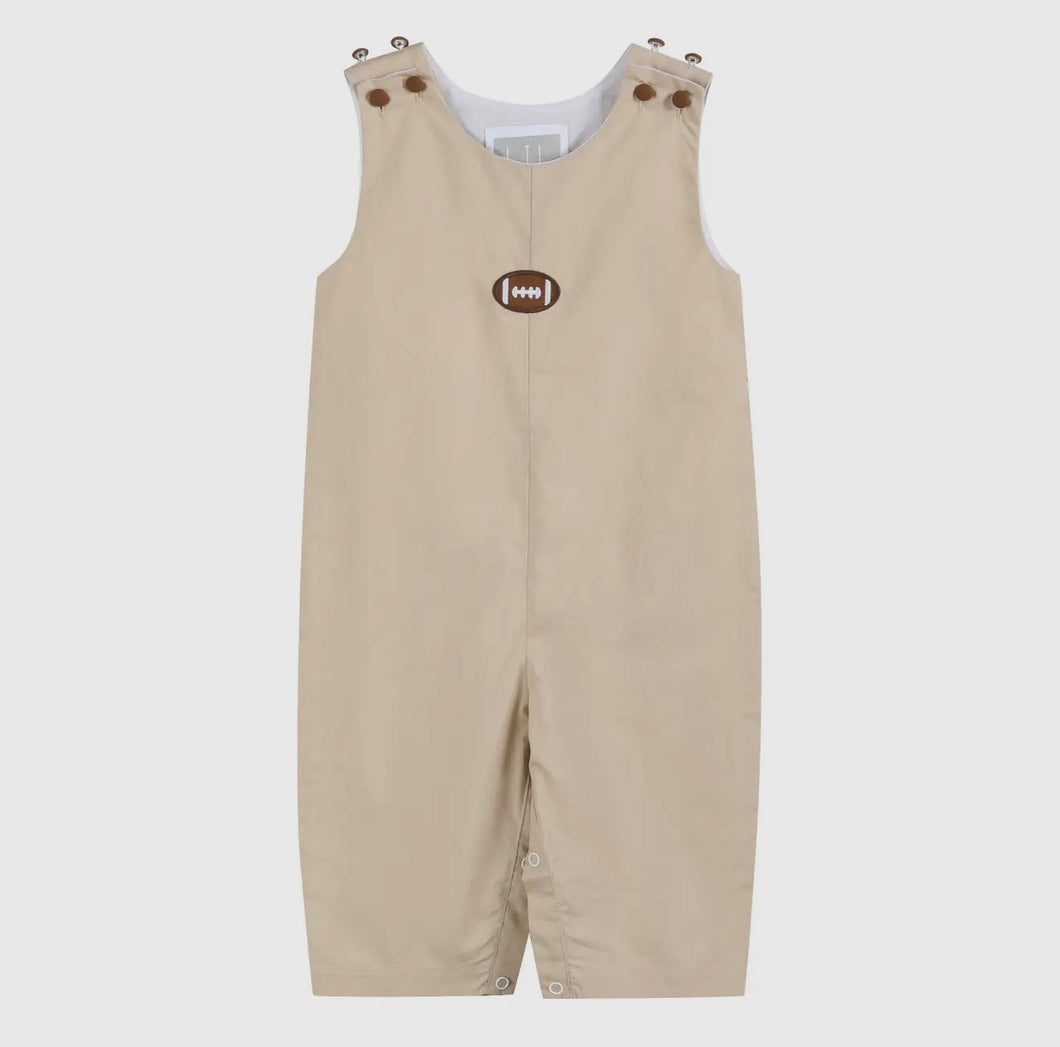 Light Brown Football Appliqué Overalls