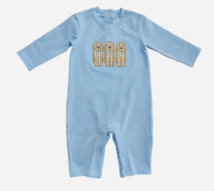 Boys Blue Doodle Dogs Romper-Hank