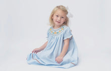 Load image into Gallery viewer, Blue Smocked Pumpkin Bishop Dress