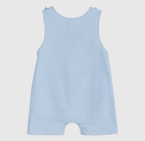 Blue Gingham Smocked Bunny Shortall