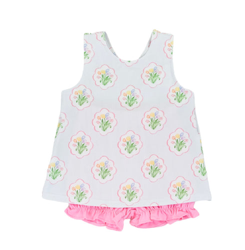 Santa Rosa Girls Swing Back Set with Ruffled Pink Shorts