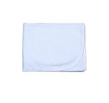 Load image into Gallery viewer, BLUE GINGHAM RECEIVING BLANKET 28x29