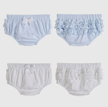 Load image into Gallery viewer, Light Blue &amp; White Ruffles &amp; Bow Bloomer Set