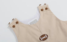 Load image into Gallery viewer, Light Brown Football Appliqué Overalls