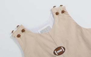 Light Brown Football Appliqué Overalls