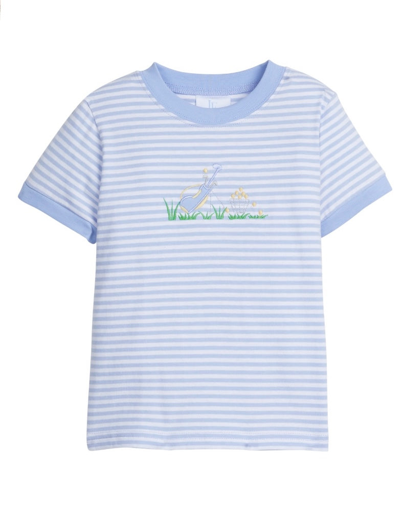 Boys Striped Blue Appliqué Golf Tee