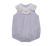 Load image into Gallery viewer, Purple Anna Mae Bubble-Violent Vines with Pink Bow Embroidery