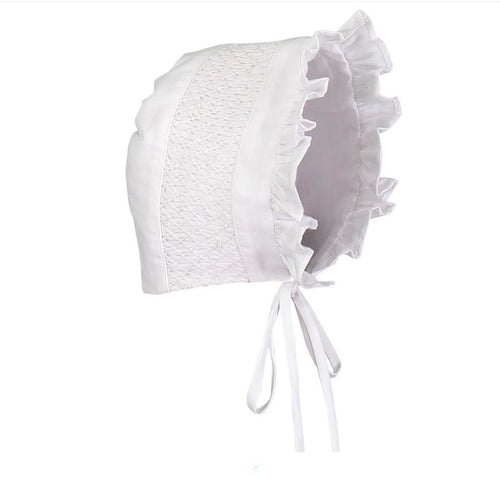 Feltman Brothers White Smocked Bonnet