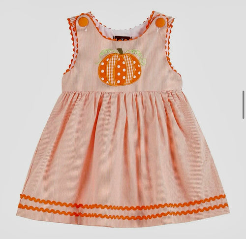 Girls Orange Emb. Pumpkin Dress