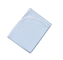 Load image into Gallery viewer, BLUE GINGHAM RECEIVING BLANKET 28x29