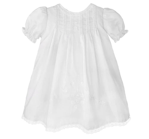 Embroidered White Dress with Lace Trim
