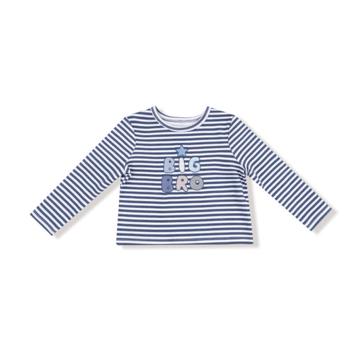 Striped Big Brother Embroidered Long Sleeve Shirt