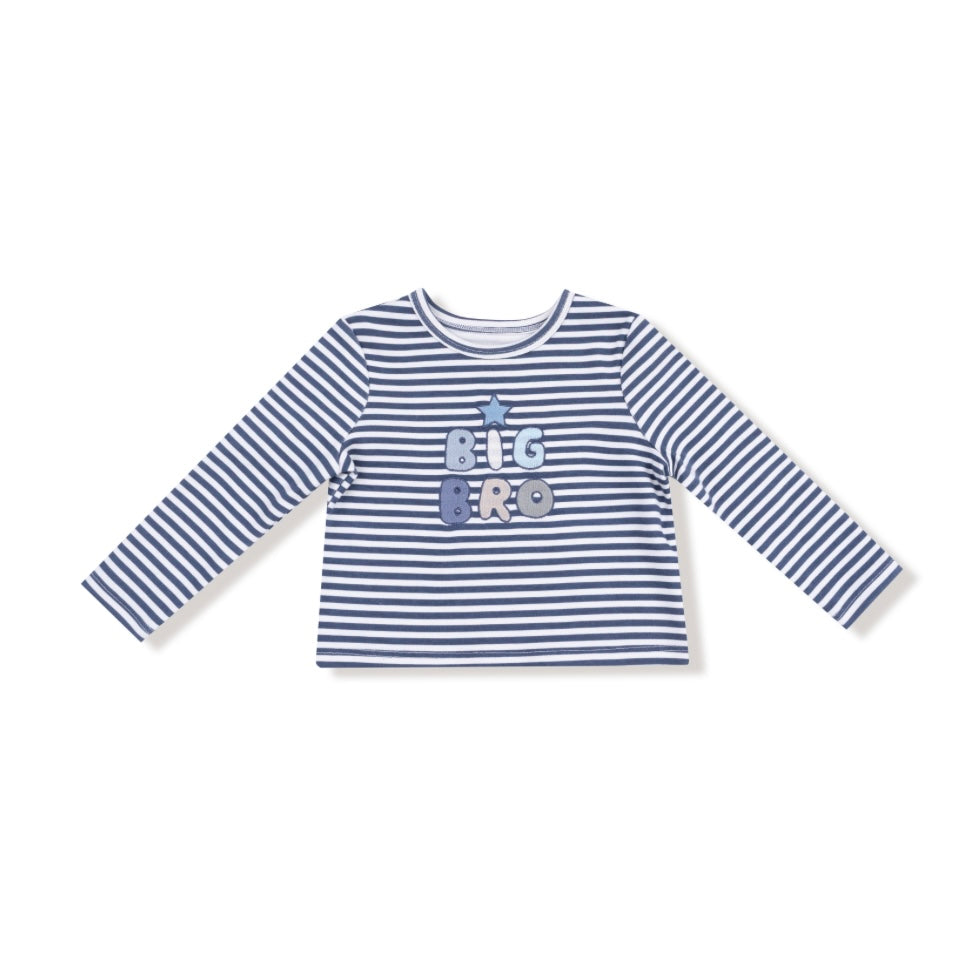 Striped Big Brother Embroidered Long Sleeve Shirt