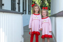 Load image into Gallery viewer, Girls Pink Striped with Red Ruffles Pants Set-Gingerbread Appliqué