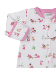 Load image into Gallery viewer, Kissy Kissy’s Pink Puppies Sleigh Riding Fun Pima Cotton Footie