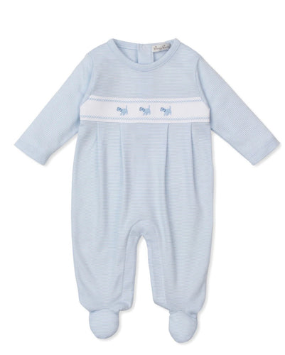 Classic Treasures Puppies Blue Stripe Pima Cotton Footie