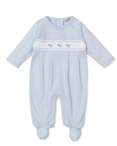 Classic Treasures Puppies Blue Stripe Pima Cotton Footie