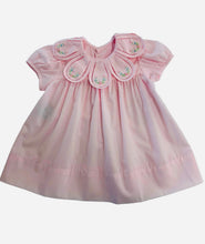 Load image into Gallery viewer, Pink Anna Mae Dress-Pink Piping with Flower Embroidery