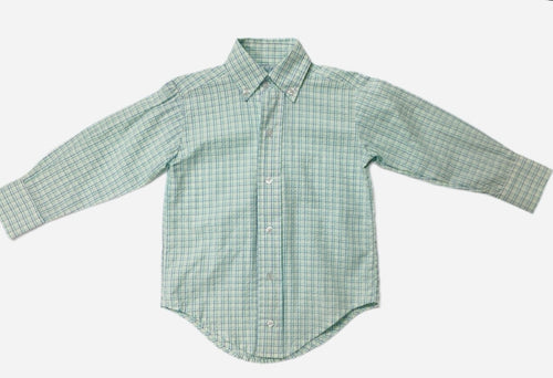 Blue Seersucker Plaid Shirt
