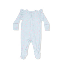 Load image into Gallery viewer, Angel Dear Tiny Cherry Striped 2 Way Ruffle Sleeve Zipper Footie