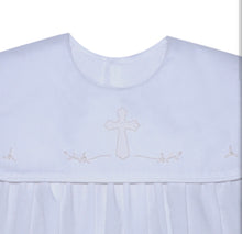 Load image into Gallery viewer, White Ellis Boy Romper-Embroidered Cross