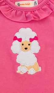 Girls Pink Ruffle Dress with Poodle Appliqué