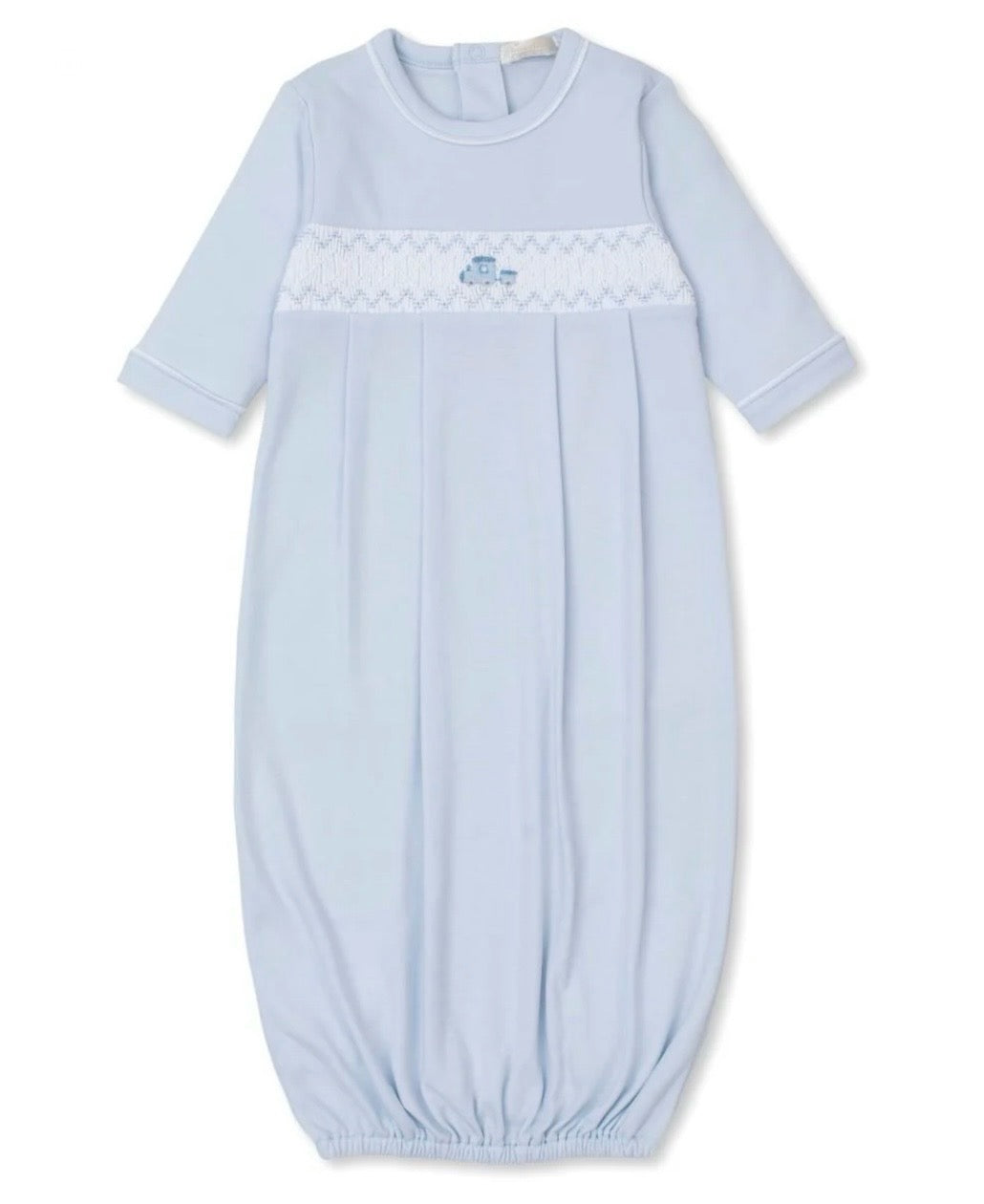 Light Blue Hand Smocked Train Pima Cotton Gown