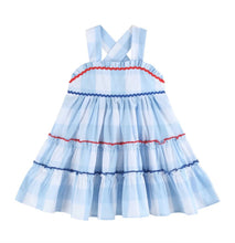 Load image into Gallery viewer, Blue Gingham Layered Sundress
