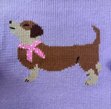 Load image into Gallery viewer, Purple Lavender Roll Sweater-Dachshund with Bow Collar