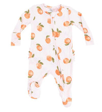 Load image into Gallery viewer, Watercolor Peaches 2-Way Zipper Ruffle Back Footie