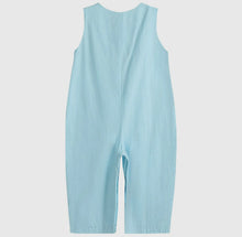 Load image into Gallery viewer, Light Blue Santa Smocked Overalls