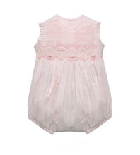 Load image into Gallery viewer, Pink Asher Girl Smocked Bubble-Bunches of Roses