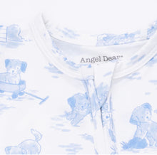 Load image into Gallery viewer, Angel Dear Puppy Toile Blue 2 Way Zipper Pajama Footie