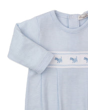 Load image into Gallery viewer, Classic Treasures Puppies Blue Stripe Pima Cotton Footie