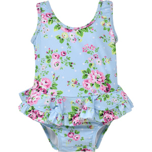 Swim One Piece Blue Country Floral