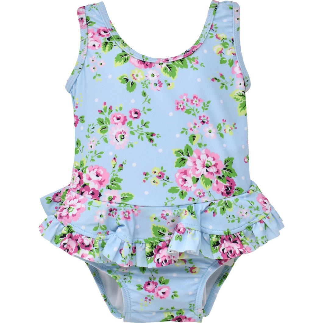 Swim One Piece Blue Country Floral